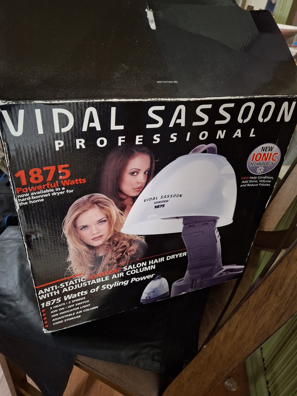 Vidal Sassoon Professional Ionizer 1875W Bonnet Hood Hair Dryer Vintage w/ Box